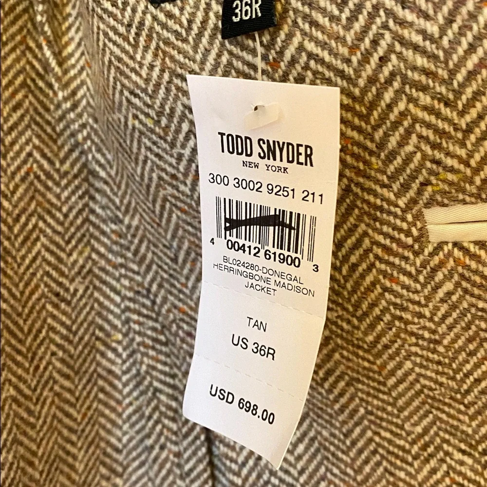 Todd Snyder Herringbone Madison Brown Blazer Jacket Sz 36R. NWT See Pics